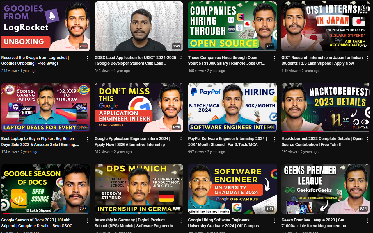 Tarun's youtube channel